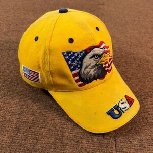 Santo Cap Yellow American Eagle USA Flag Embroidered Baseball Hat Adjustable